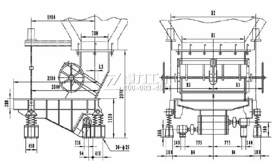 GZM型振動(dòng)給料機(jī)(雙閘門安裝圖)