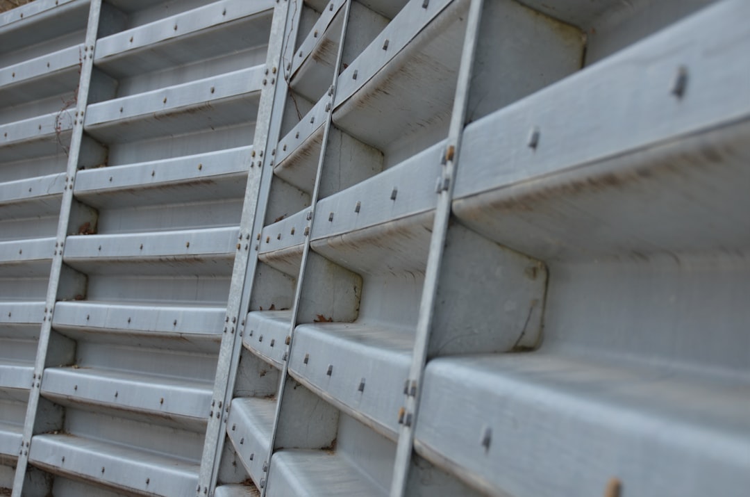 Steel retaining wall at the lake